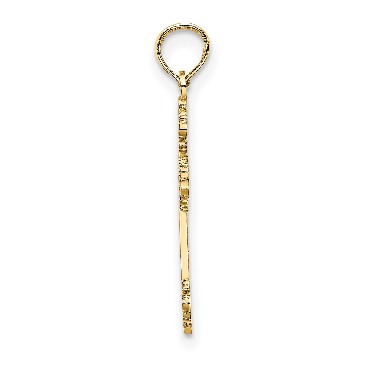 14k Yellow Gold Cross Pendant with Baroque Filigree Design, Polished Finish, Religious Jewelry for Men and Women