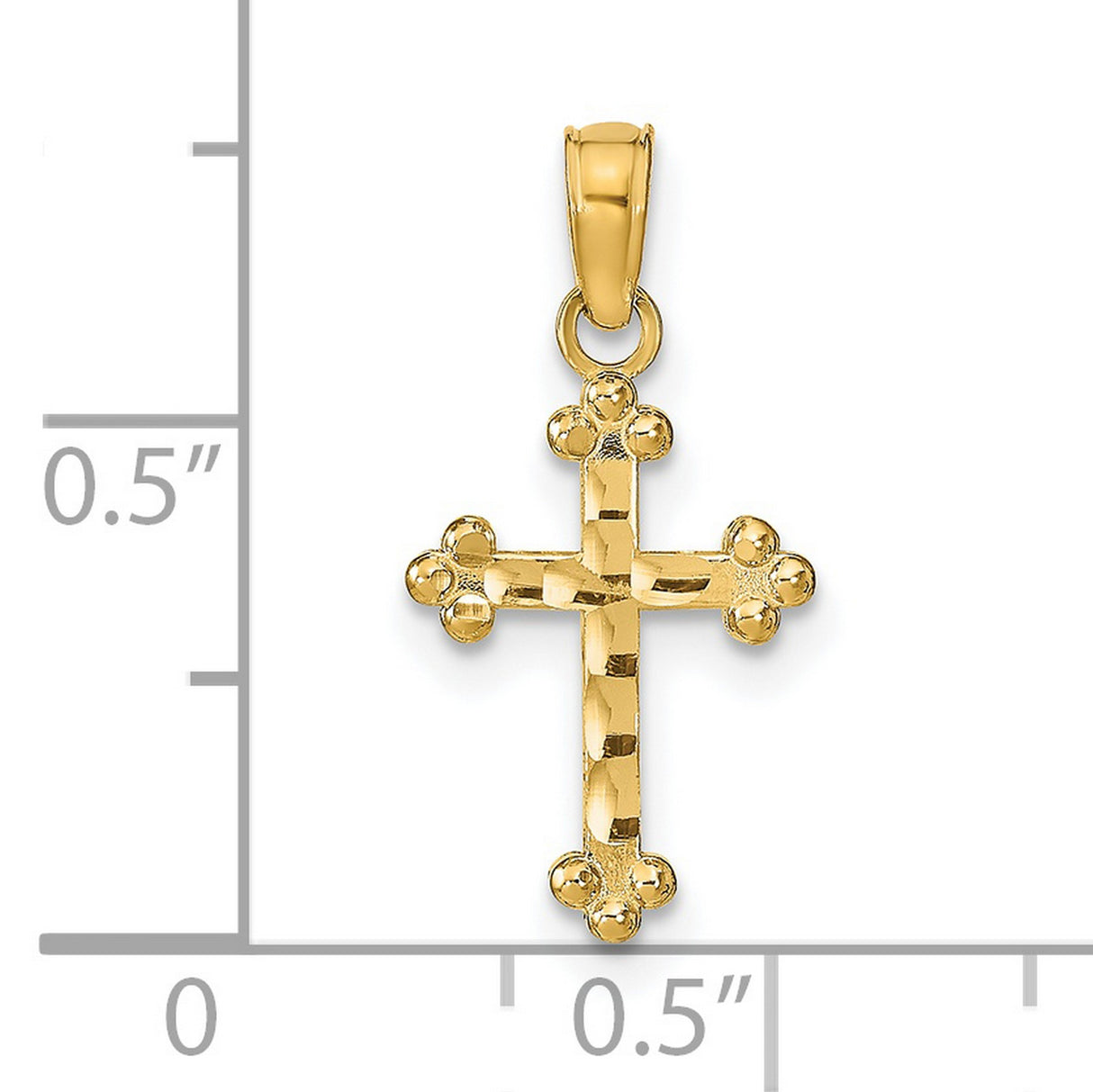 14k Yellow Gold Cross Pendant with Hammered Texture and High Polish Finish