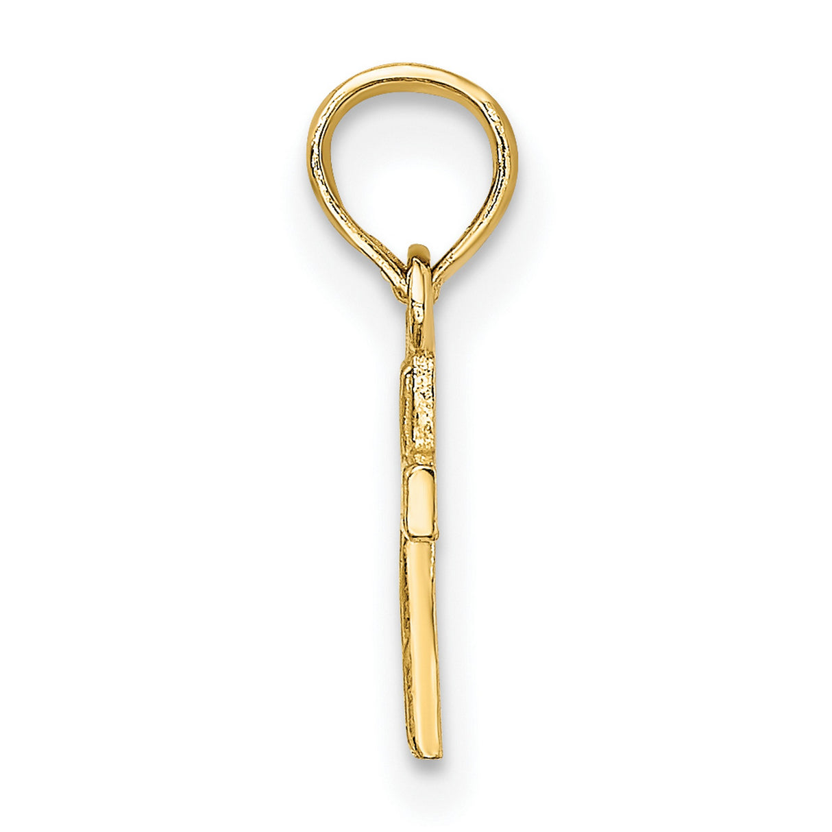 14k Yellow Gold Cross Pendant with Polished Textured Vintage-Inspired Design