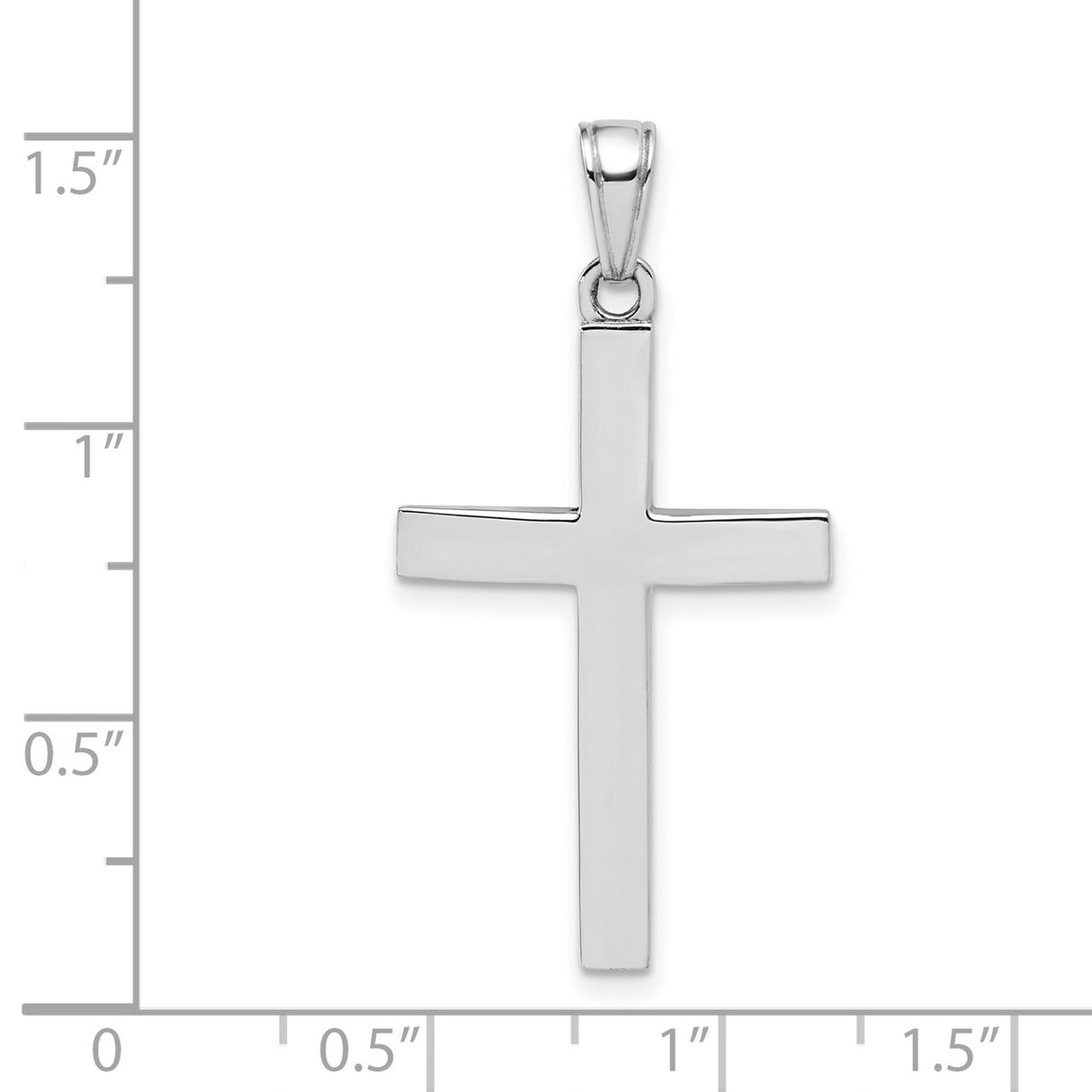 14k White Gold Cross Pendant, Polished Beveled Minimalist Religious Style for Men and Women
