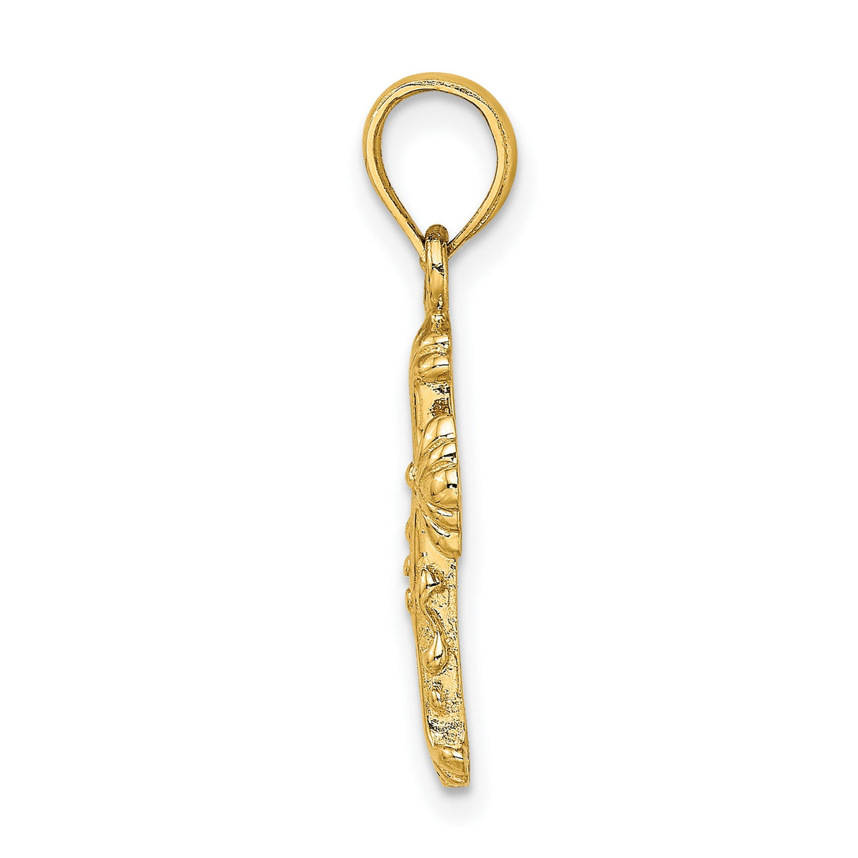 14k Yellow Gold Cross Pendant with Baroque Design and Scrollwork Accents