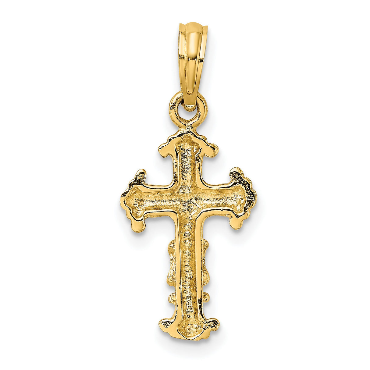 14k Yellow Gold Cross Pendant with Baroque Design and Scrollwork Accents