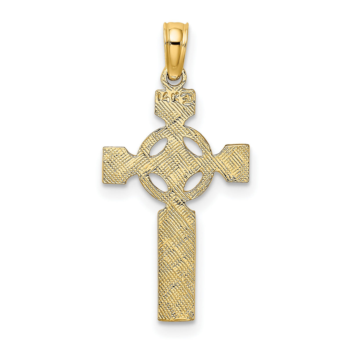 14k Yellow Gold Celtic Cross Pendant with Trinity Knot Symbol Religious Jewelry