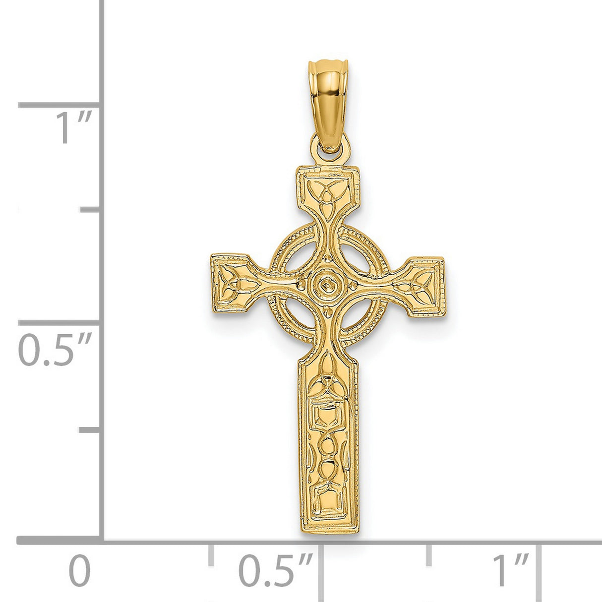 14k Yellow Gold Celtic Cross Pendant with Trinity Knot Symbol Religious Jewelry