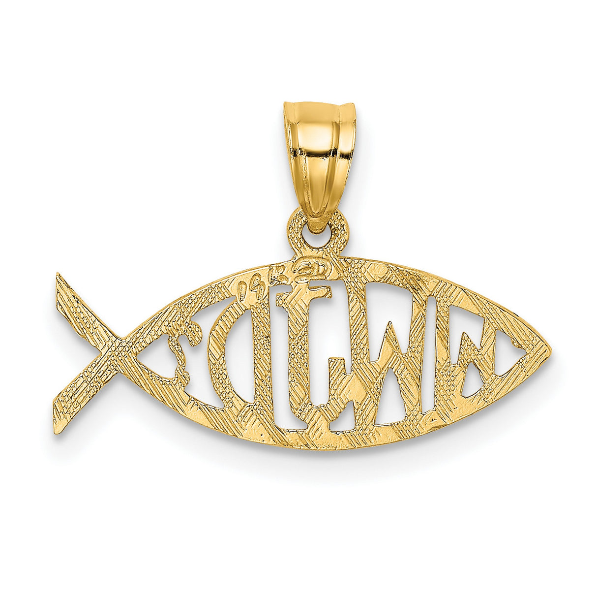 14k Yellow Gold Ichthys Pendant with WWJD Inscription, Christian Fish Symbol for Women or Unisex