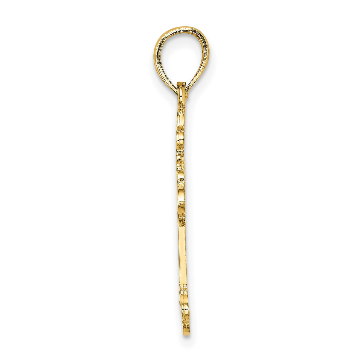 14k Yellow Gold Cross Pendant with Openwork Fleur-de-Lis Design for Men and Women