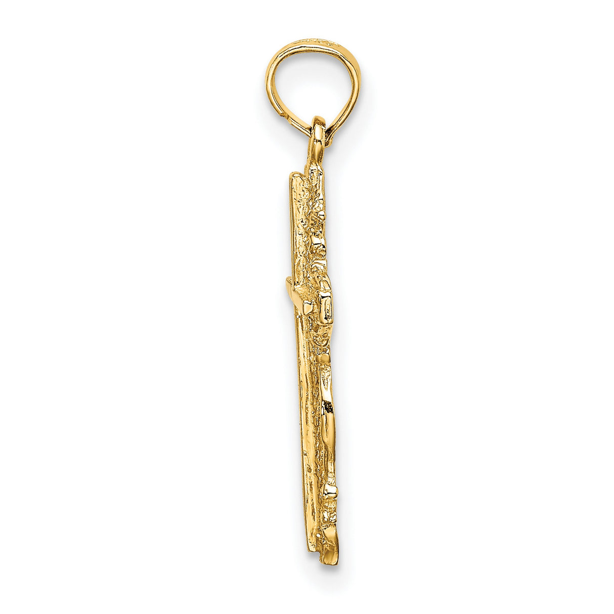 14k Yellow Gold Cross Pendant with Filigree Scrollwork and Textured Openwork Design