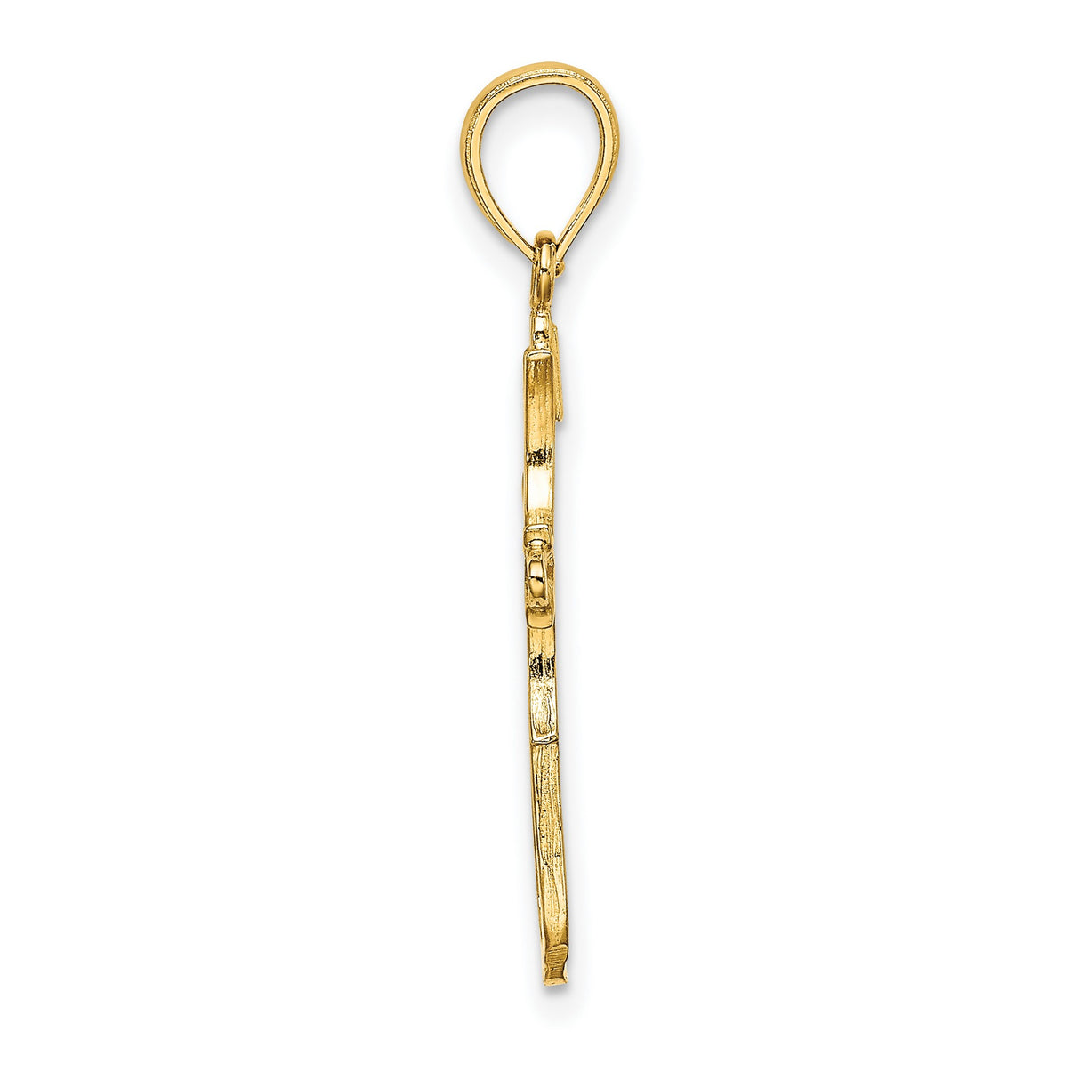 14k Yellow Gold Cross Pendant with Polished Finish and Artistic Openwork Design