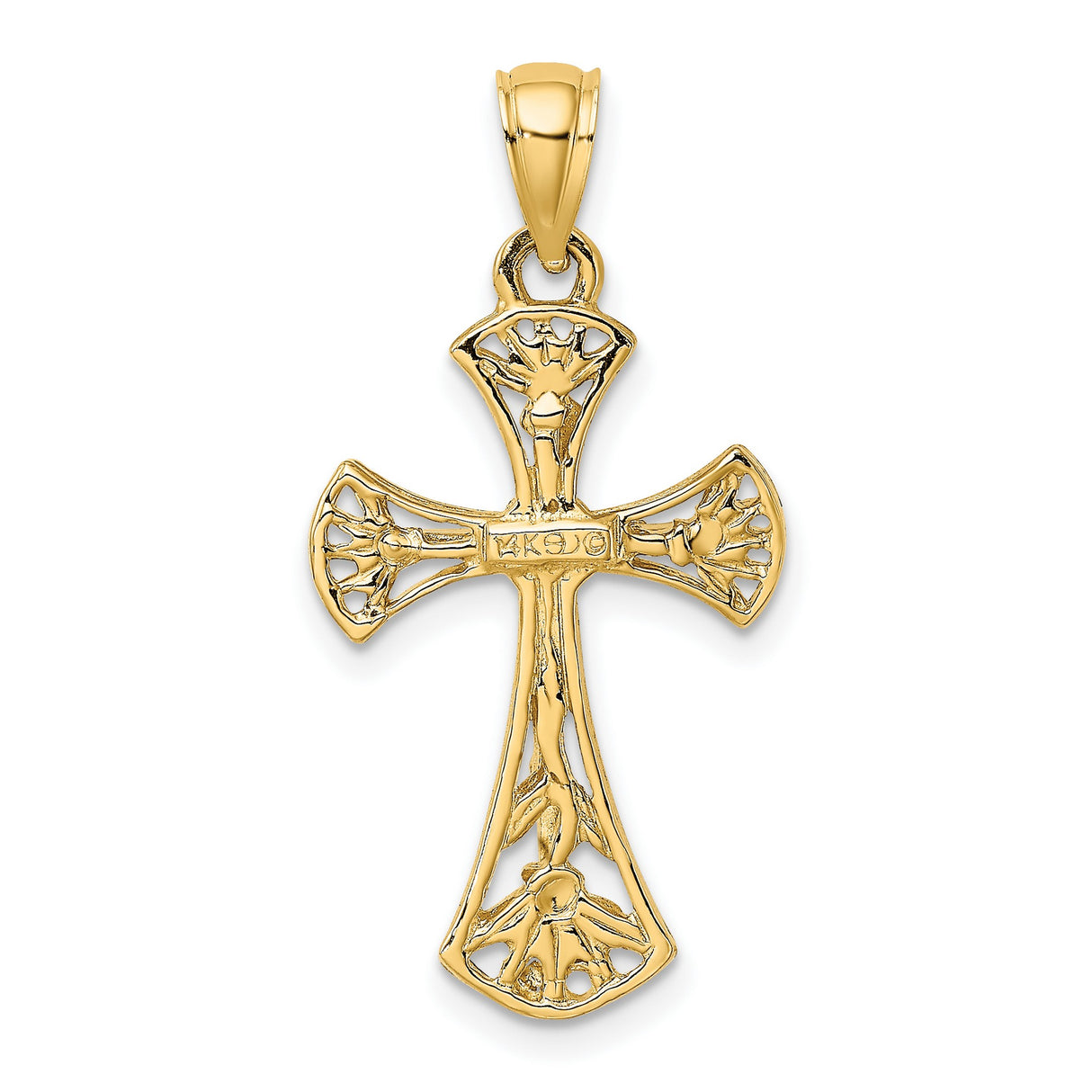 14k Yellow Gold Crucifix Cross Pendant with INRI Detailing, Christian Catholic Jewelry for Men and Women