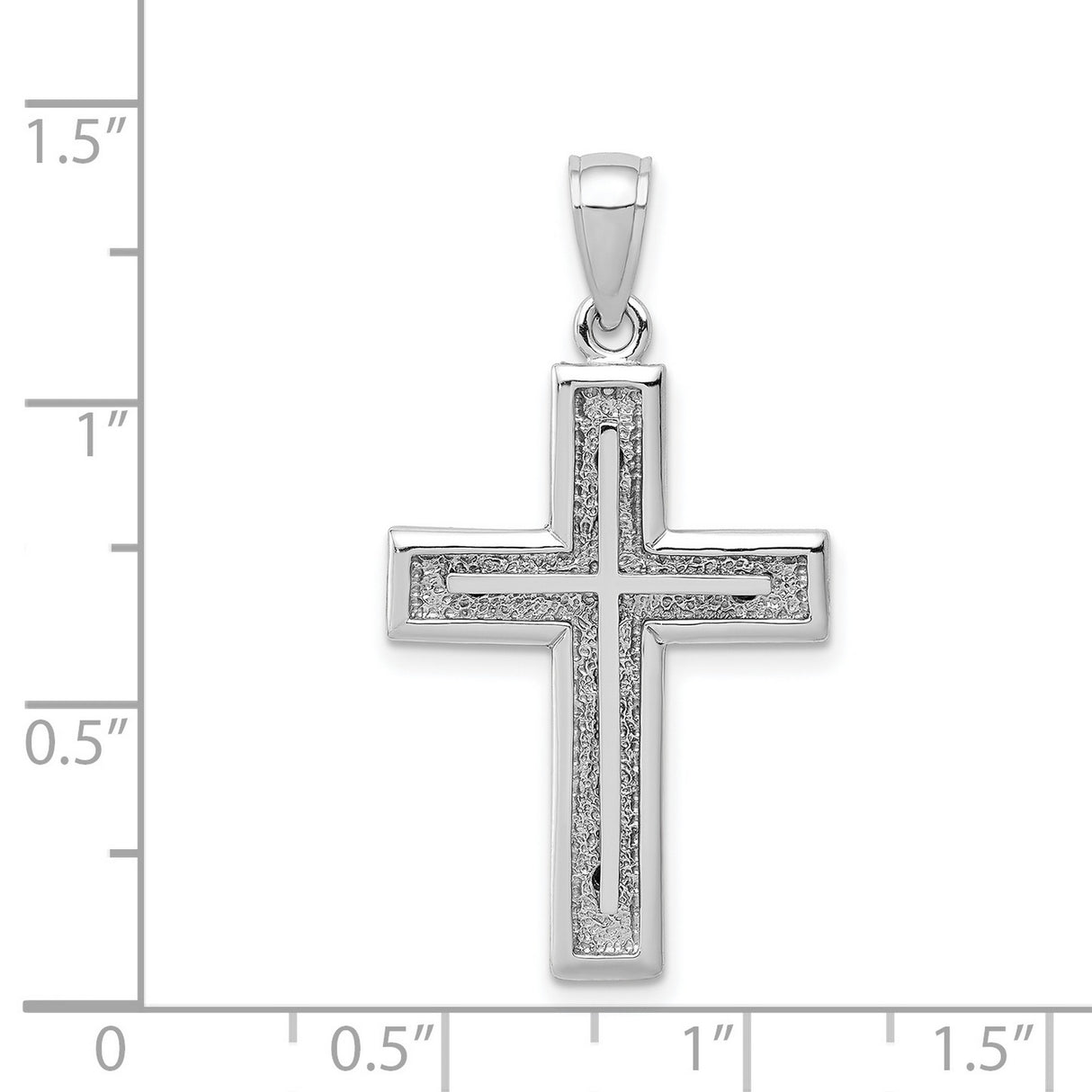 14k White Gold Cross Pendant with Diamond Cut Detail, Minimalist Religious Design