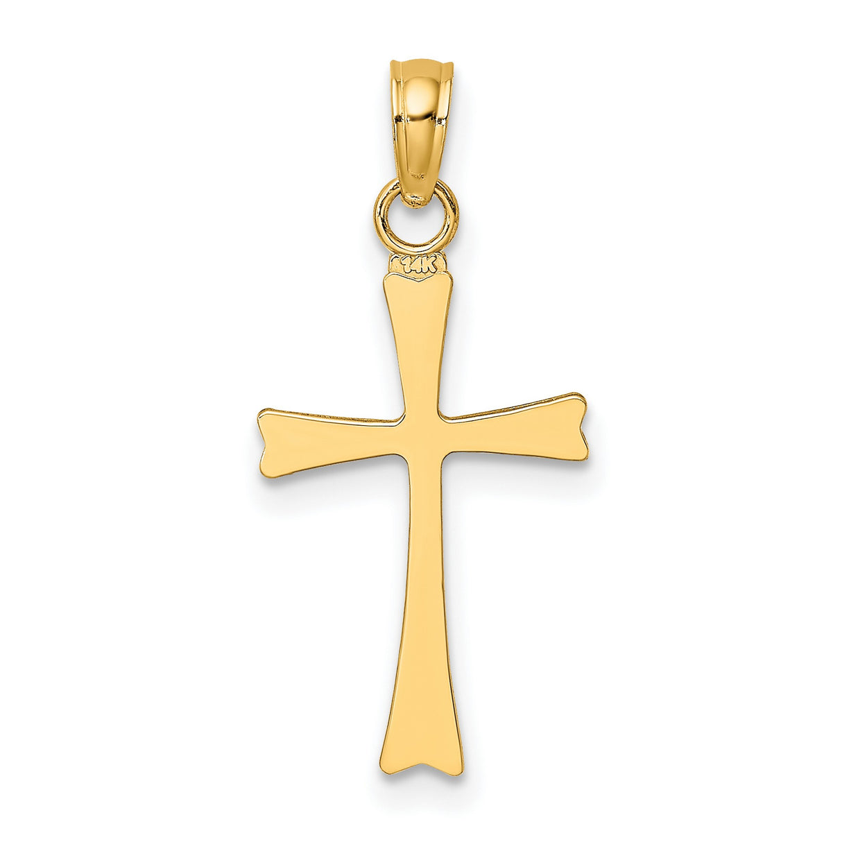 14k Yellow Gold Cross Pendant, Sleek Minimalist Religious Design for Men and Women