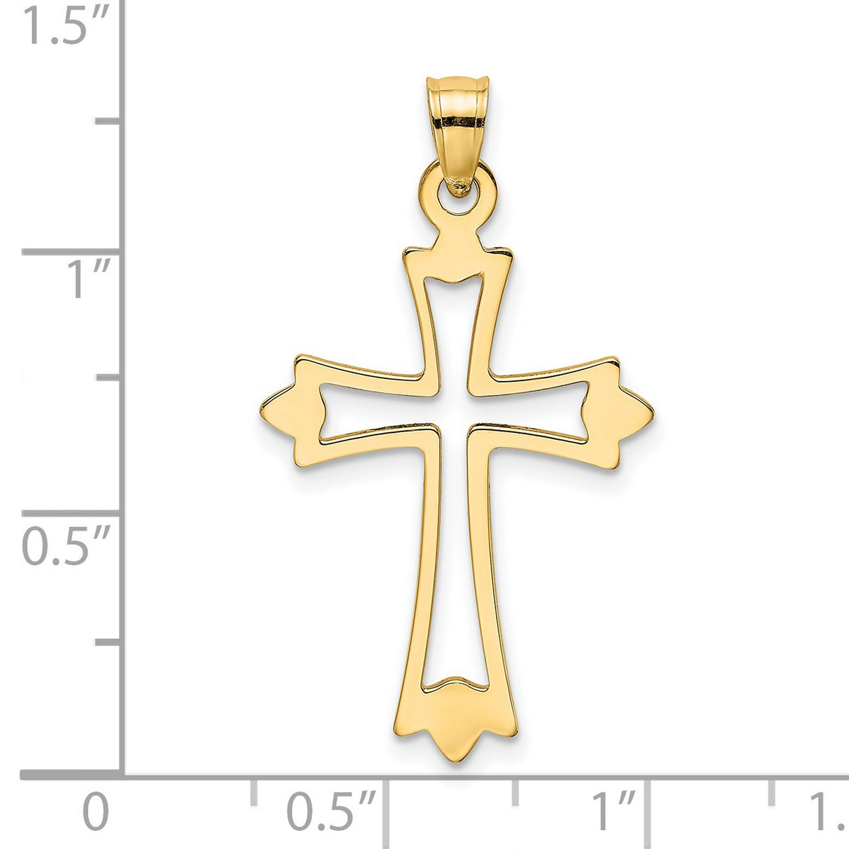 14k Yellow Gold Cross Pendant with Modern Openwork Design, Polished Finish