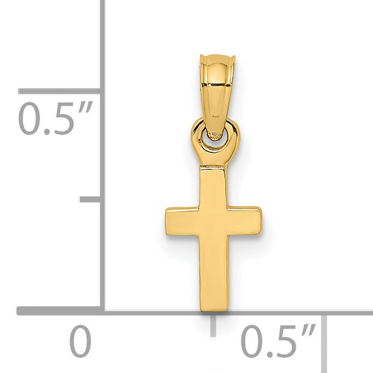 14k Yellow Gold Cross Pendant, Polished Solid Gold Latin Cross Charm, Religious Jewelry for Men and Women