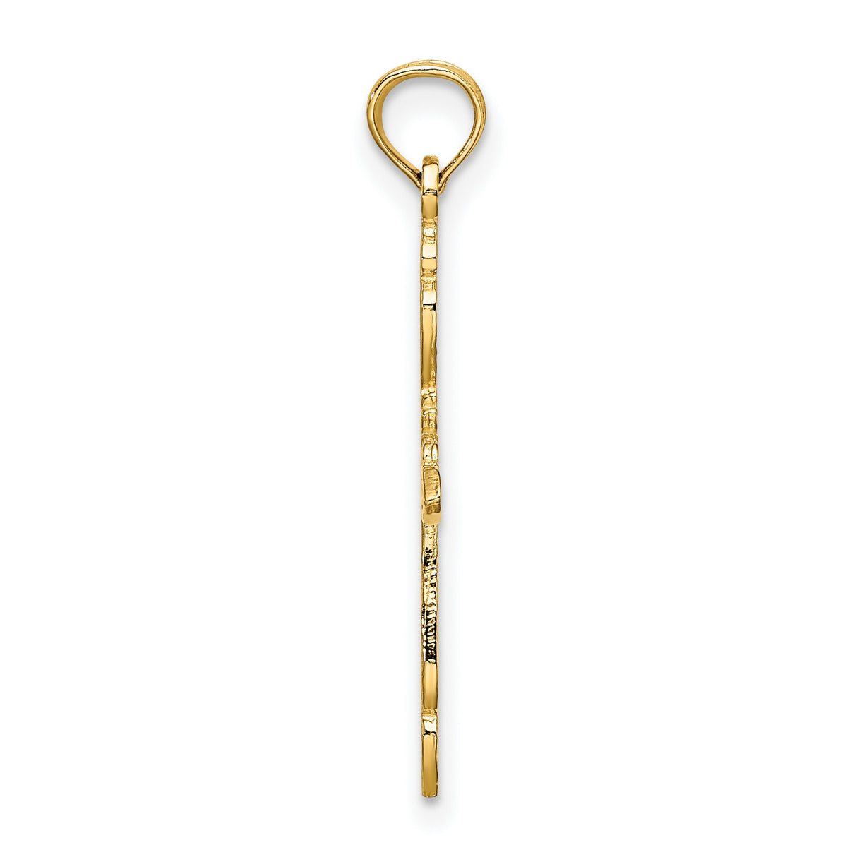 14k Yellow Gold Cross Pendant with Filigree Scrollwork and Starburst Detail