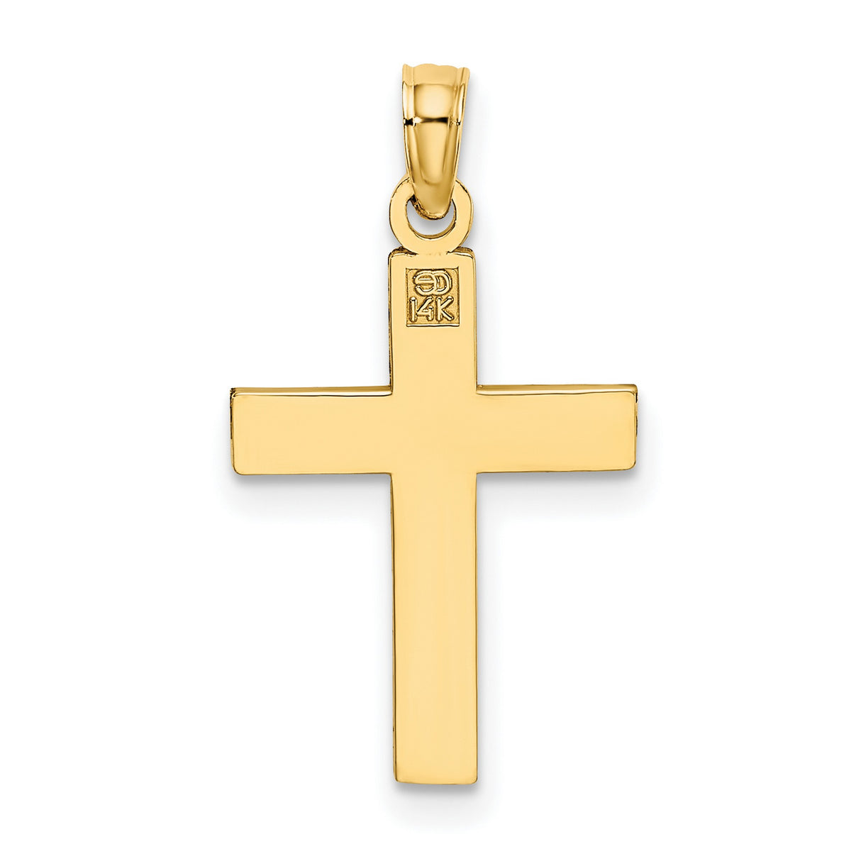 14k Yellow Gold Cross Pendant with Textured Design, Religious Style for Men and Women