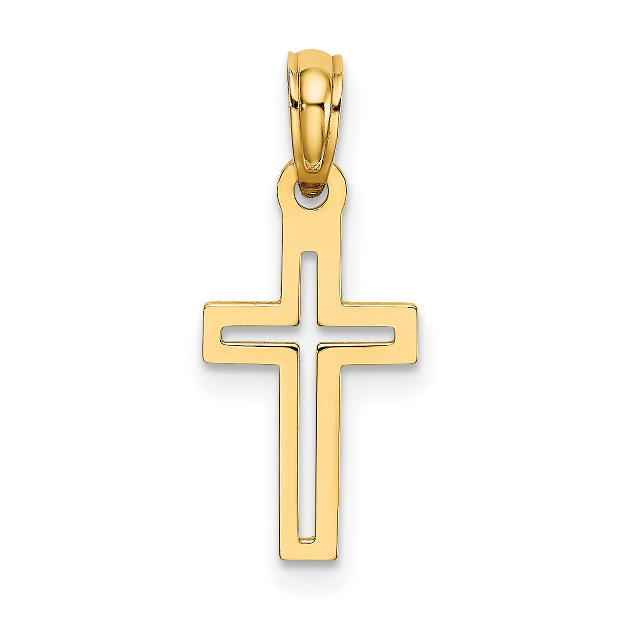 14k Yellow Gold Cross Pendant with Polished Finish and Geometric Design for Men and Women