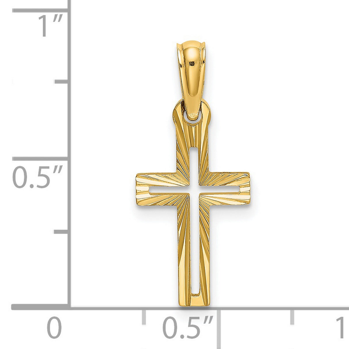 14k Yellow Gold Cross Pendant with Polished Finish and Geometric Design for Men and Women