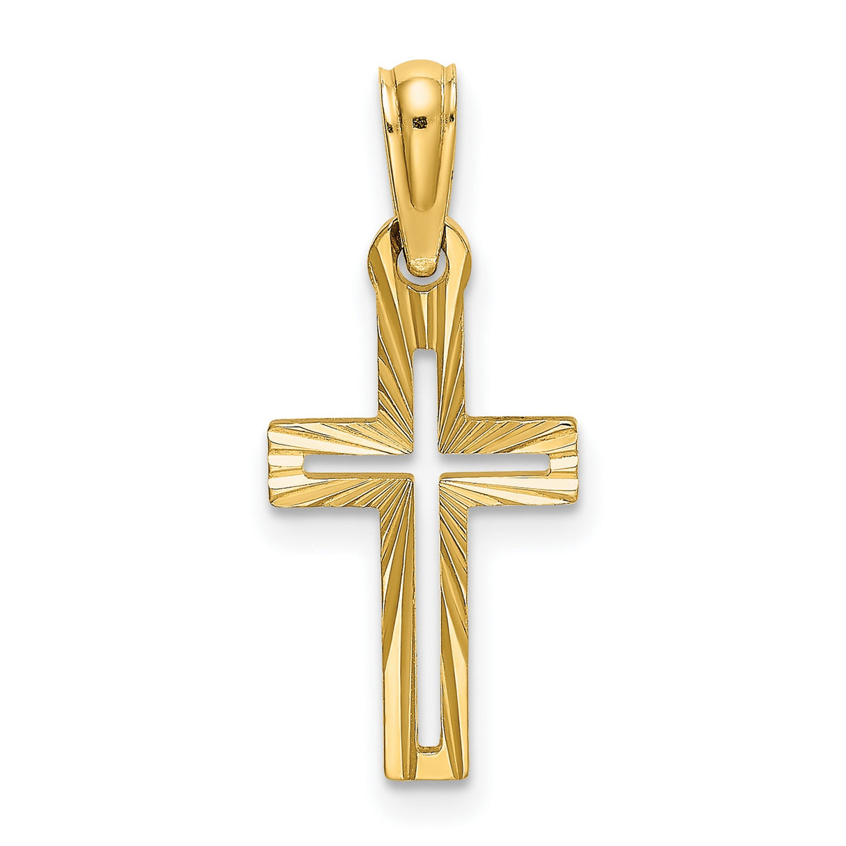 14k Yellow Gold Cross Pendant with Polished Finish and Geometric Design for Men and Women