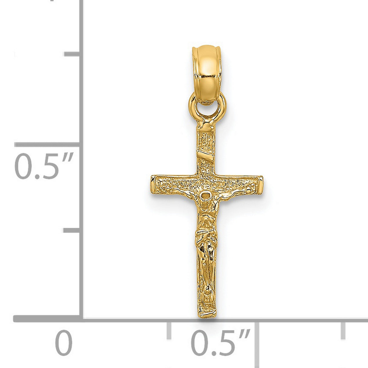 14k Yellow Gold Crucifix Cross Pendant with Jesus Figure, Religious Charm for Men and Women
