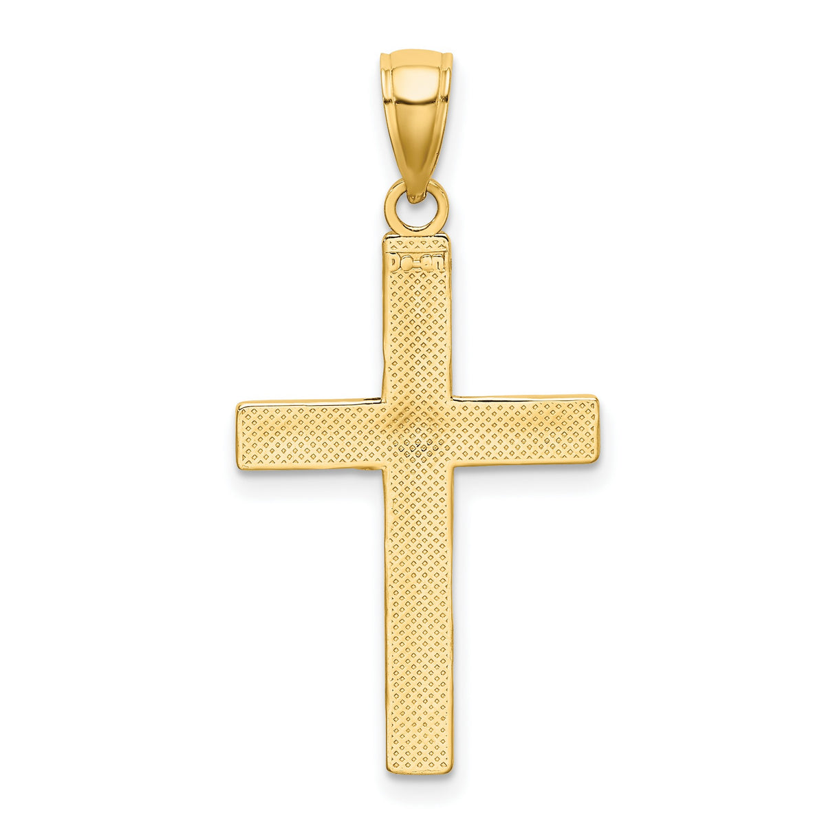 14k Yellow Gold Cross Pendant with Dimensional Bamboo Design and Smooth Finish