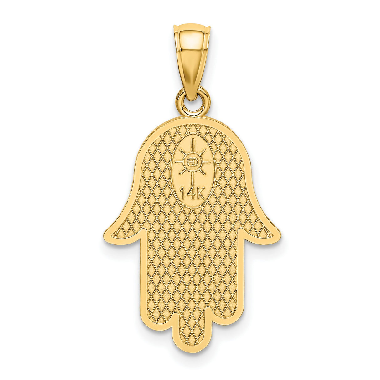 14k Yellow Gold Hamsa Hand Pendant with Star of David, Jewish Spiritual Symbol for Protection