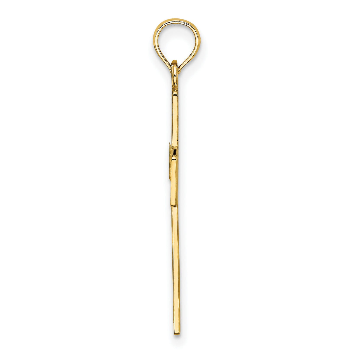 14k Yellow Gold Cross Pendant with Scroll Design, Unisex Religious Charm