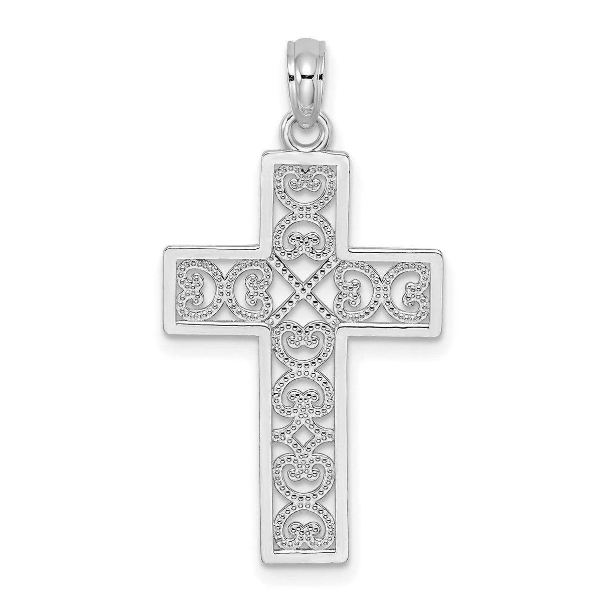 14k White Gold Cross Pendant, Minimalist Religious Jewelry for Men and Women