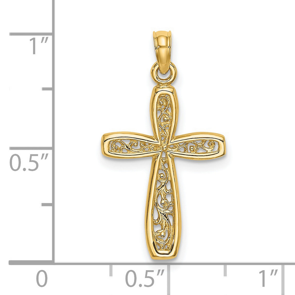 14k Yellow Gold Cross Pendant with Delicate Filigree Design Faith Symbol Jewelry