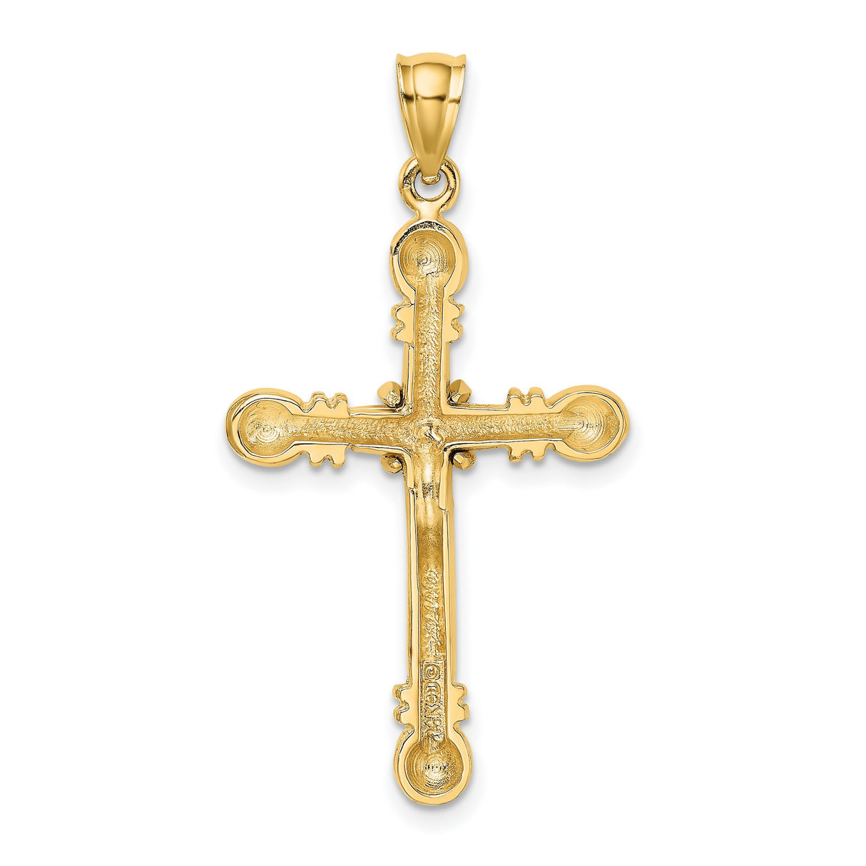 14k Yellow Gold Rope Style Cross Pendant with Dome Capped Ends, Faith-Inspired Religious Jewelry