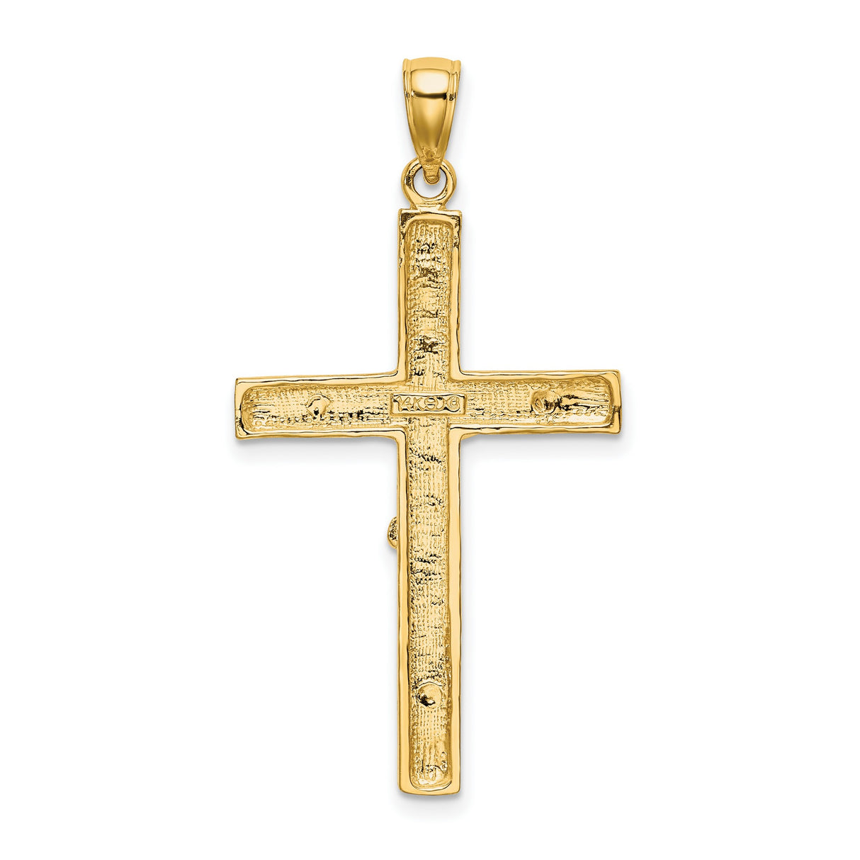 14k Yellow Gold Crucifix Cross Pendant with INRI and Jesus Figure for Men and Women
