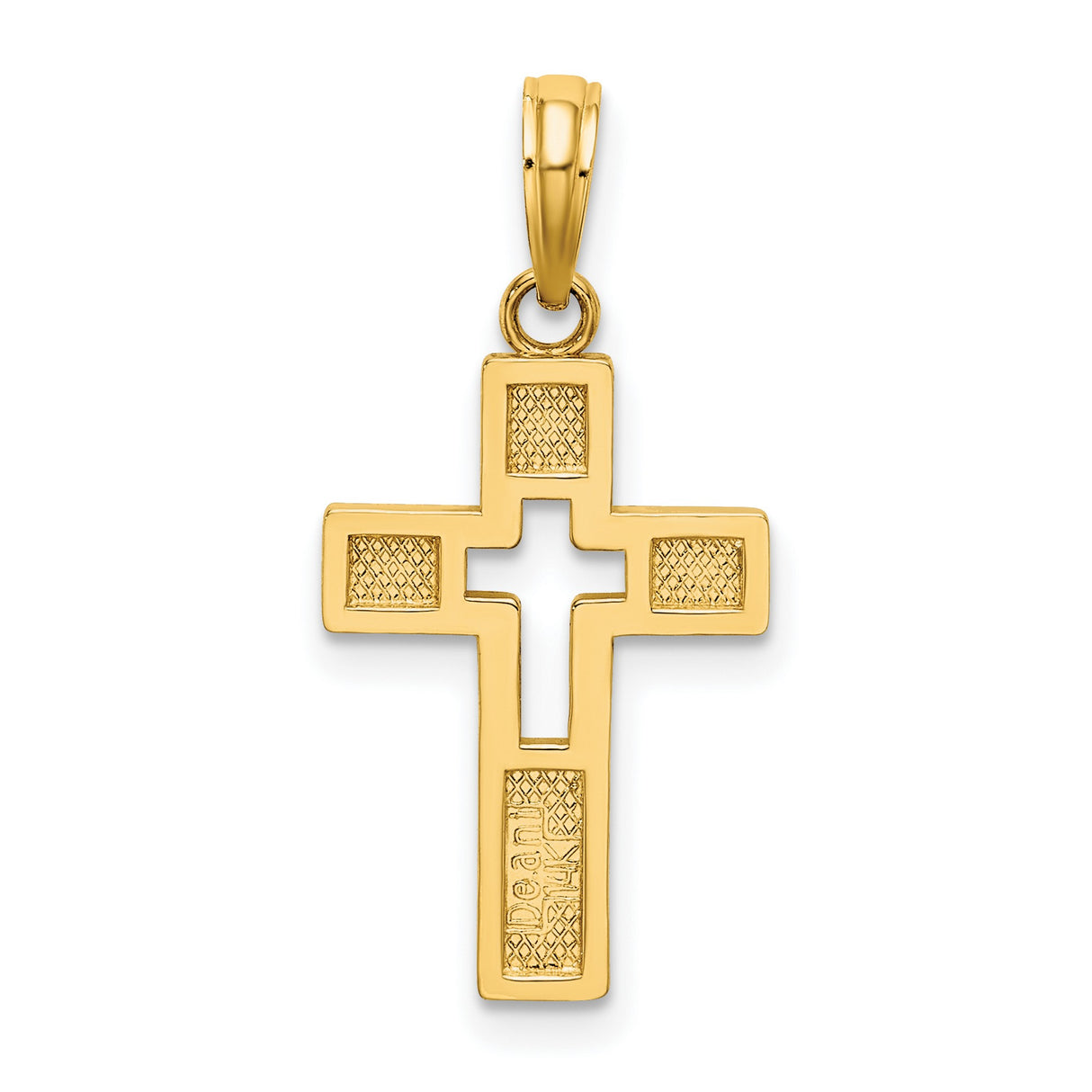 14k Yellow Gold Cut-Out Cross Pendant with Polished Finish, Modern Minimalist Faith Jewelry