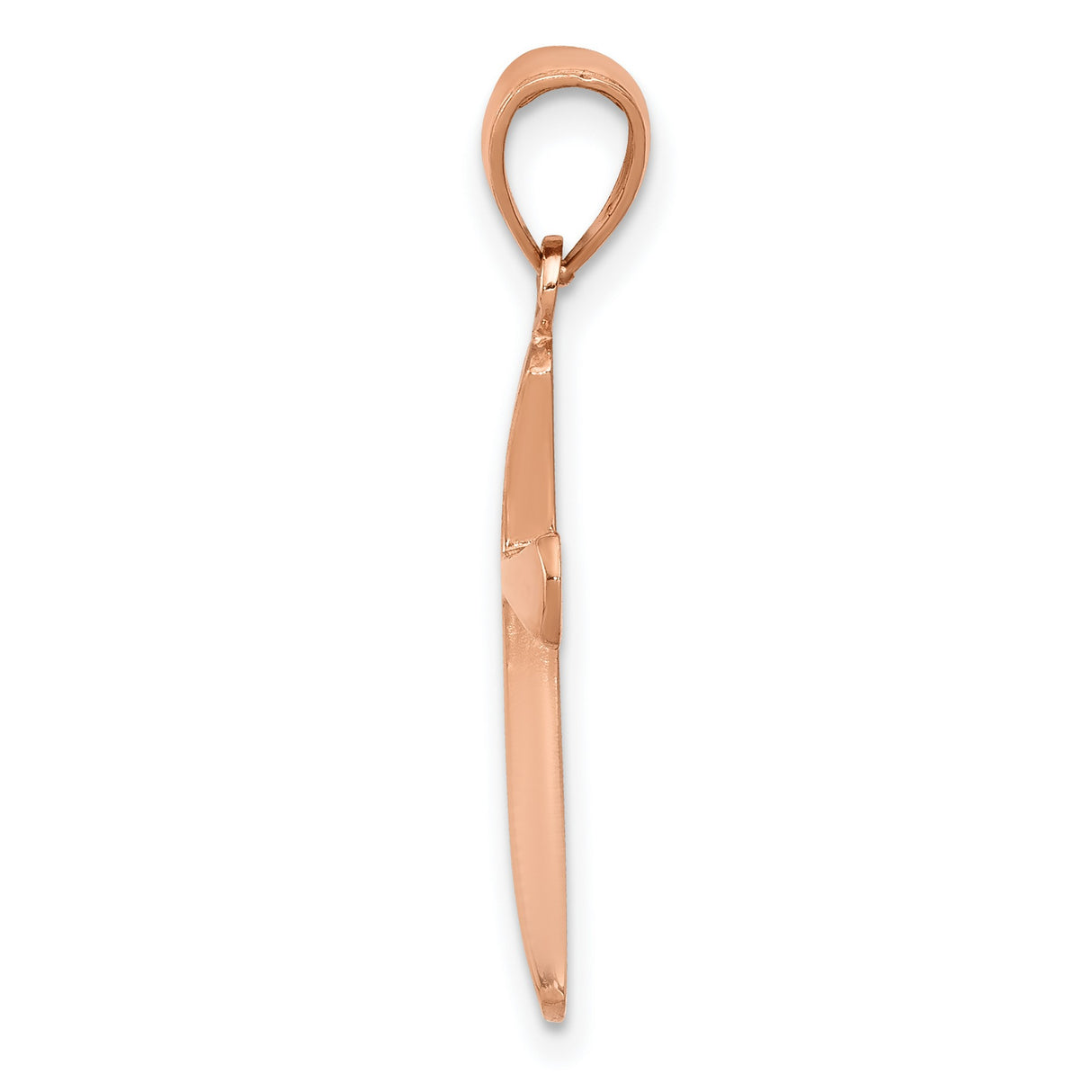 14k Rose Gold Cross Pendant with Beveled Edge Design, Polished Modern Faith Jewelry for Men and Women