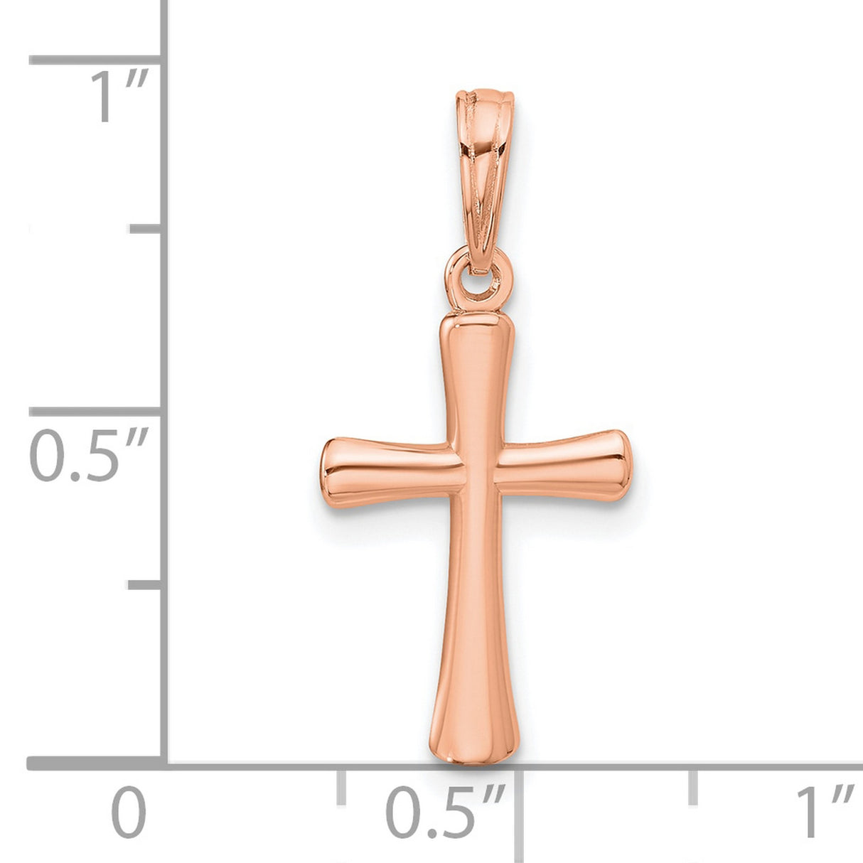14k Rose Gold Cross Pendant with Rounded Edges and High Polish Finish