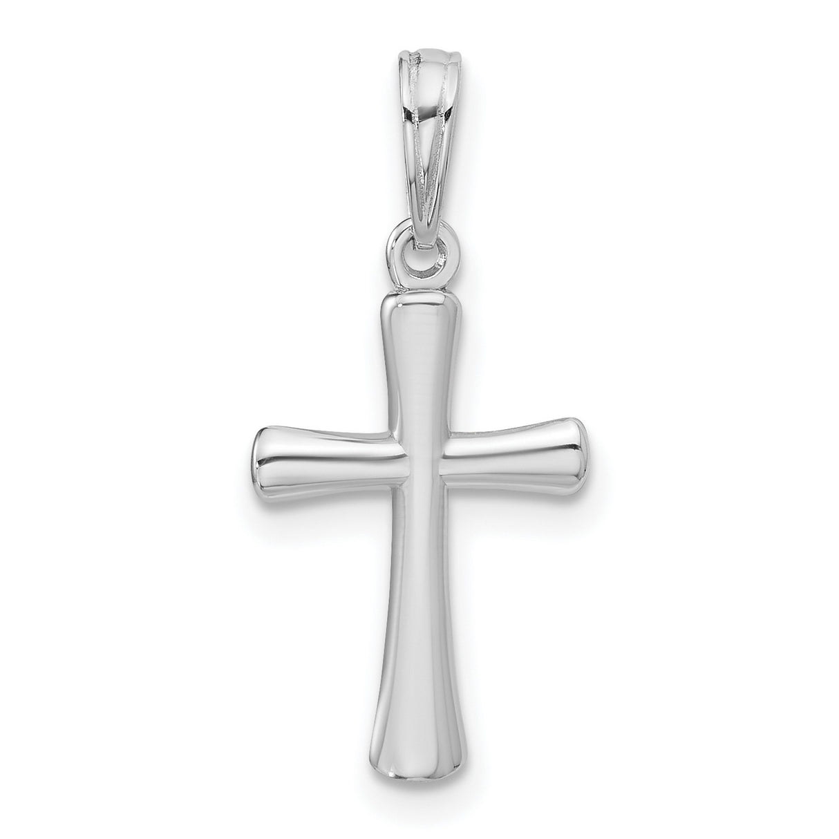 10k White Gold Cross Pendant with Beveled Edges and Polished Finish for Men and Women