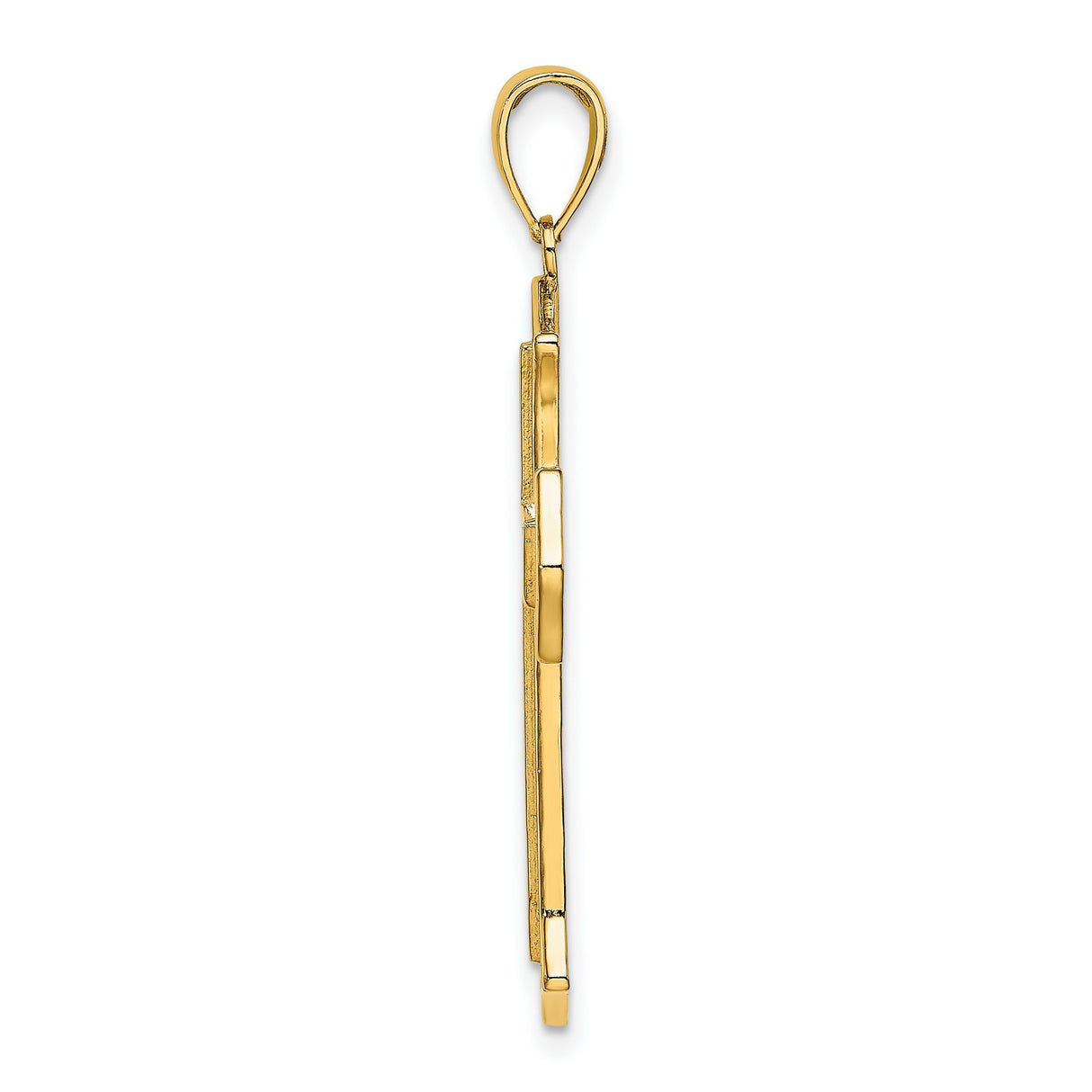 14k Yellow Gold Cross Pendant with Filigree Scrollwork Design for Men and Women