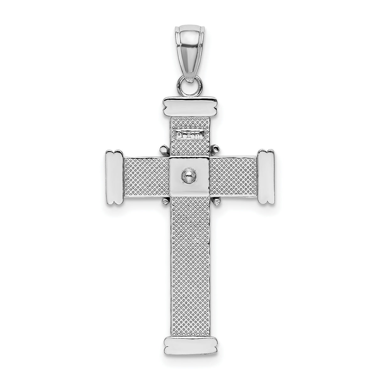 14k White Gold Cross Pendant with Polished Finish and Wrapped Edge Design