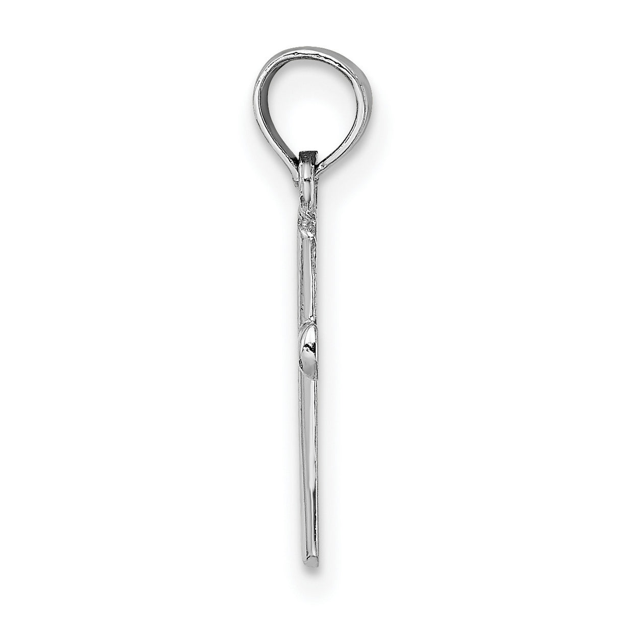 14k White Gold Cross Pendant with Smooth Beveled Edges and Mirror Finish