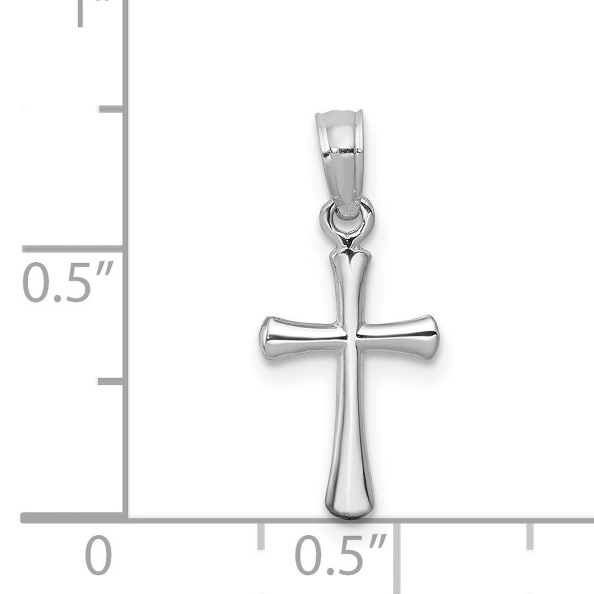 14k White Gold Cross Pendant with Smooth Beveled Edges and Mirror Finish