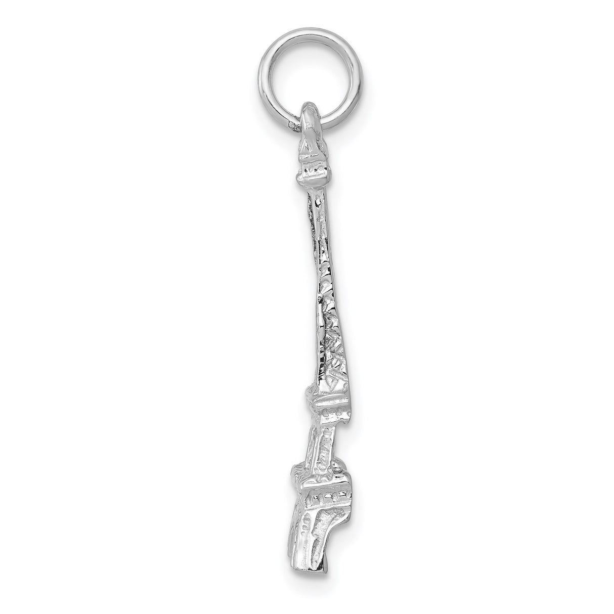 14k White Gold Eiffel Tower Pendant Charm, Paris Landmark Travel Theme Jewelry for Women