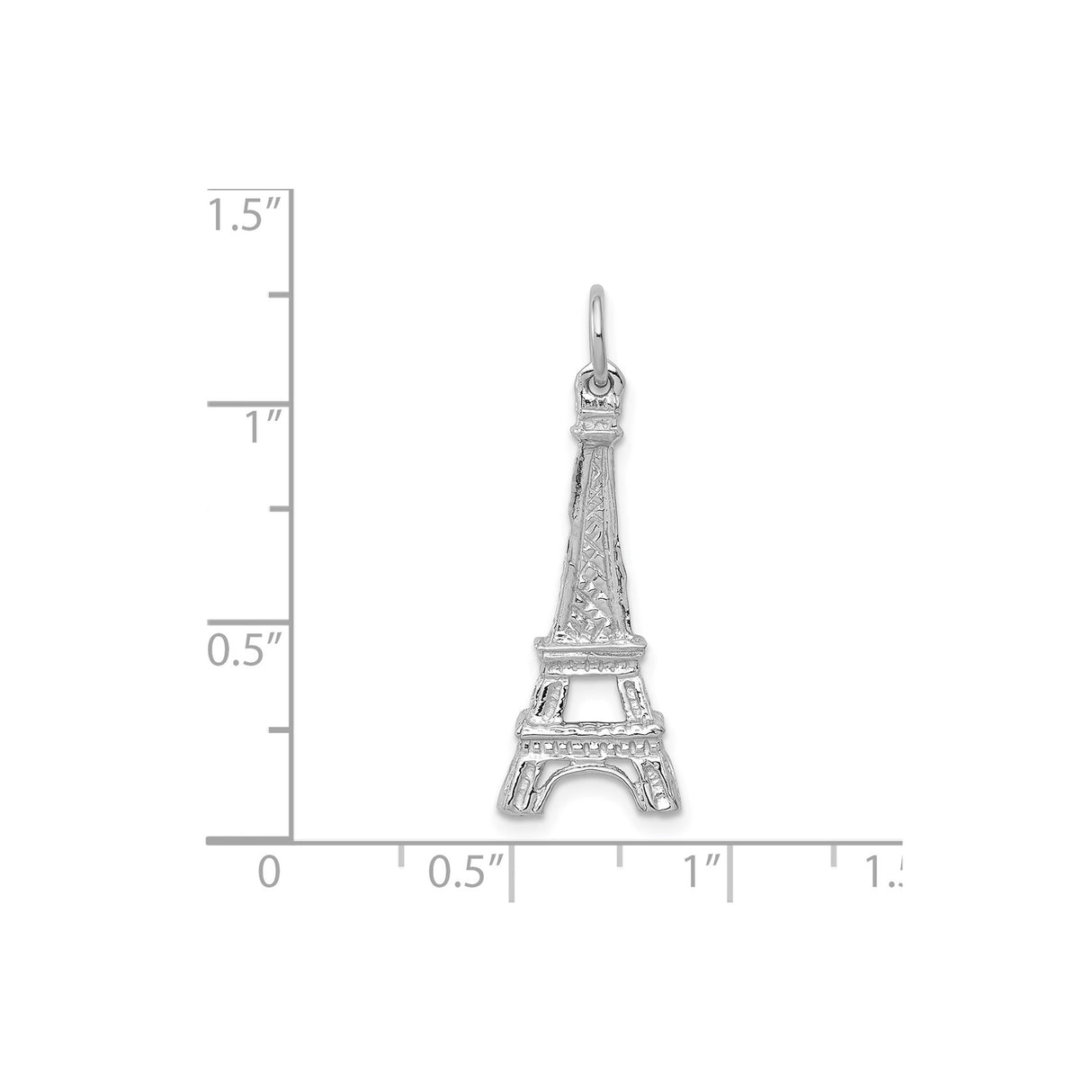 14k White Gold Eiffel Tower Pendant Charm, Paris Landmark Travel Theme Jewelry for Women