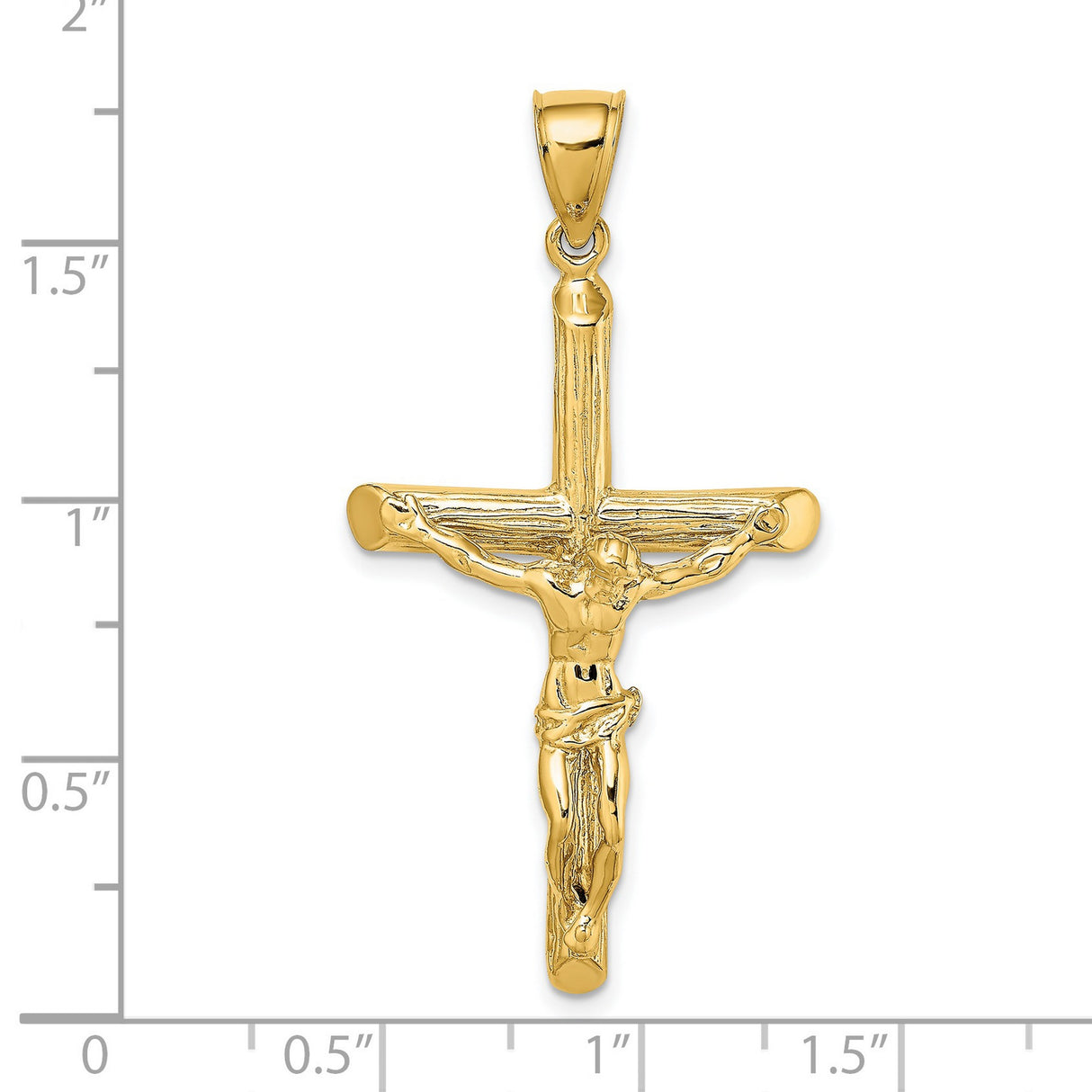 14k Yellow Gold Crucifix Pendant with Jesus Figure, Latin Style Religious Charm