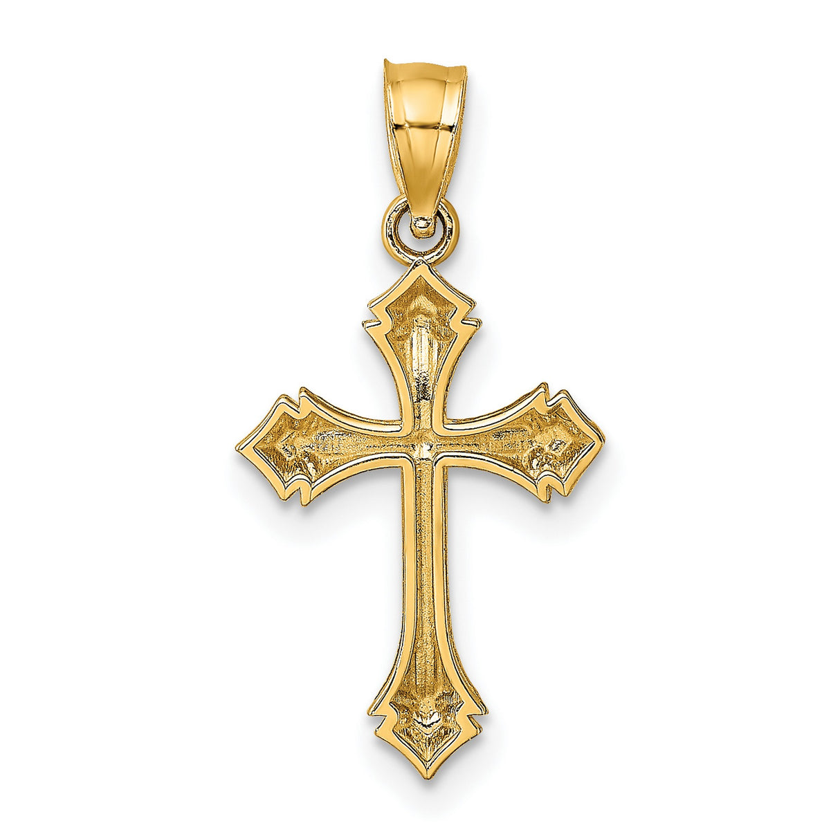 14k Yellow Gold Cross Pendant with Textured Arrow Ends and Ornate Details