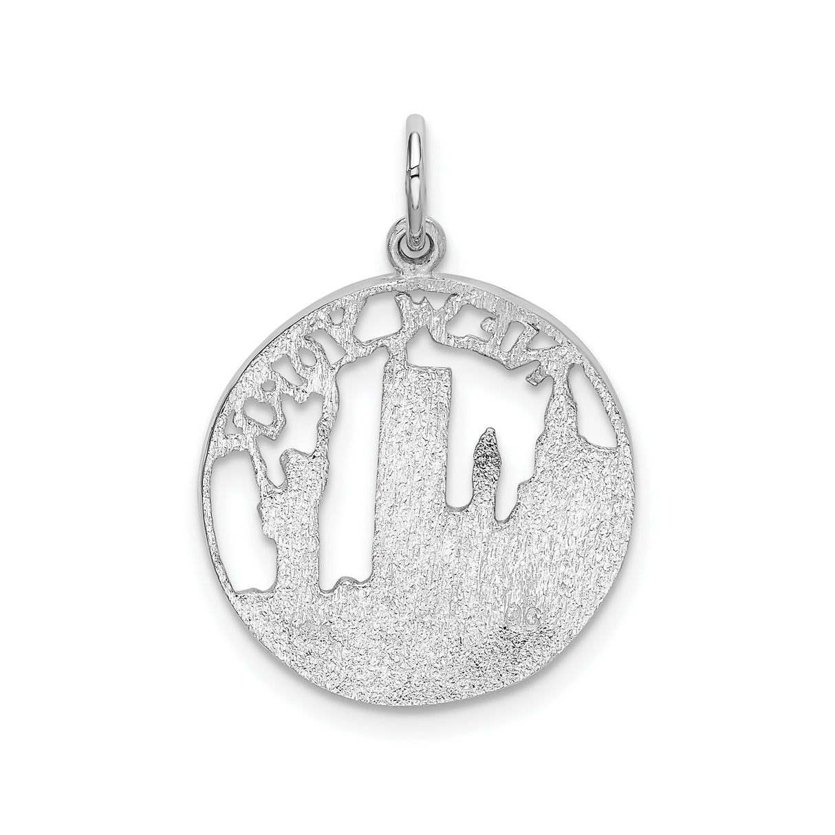 14k White Gold New York Skyline Pendant with Statue of Liberty and Twin Towers