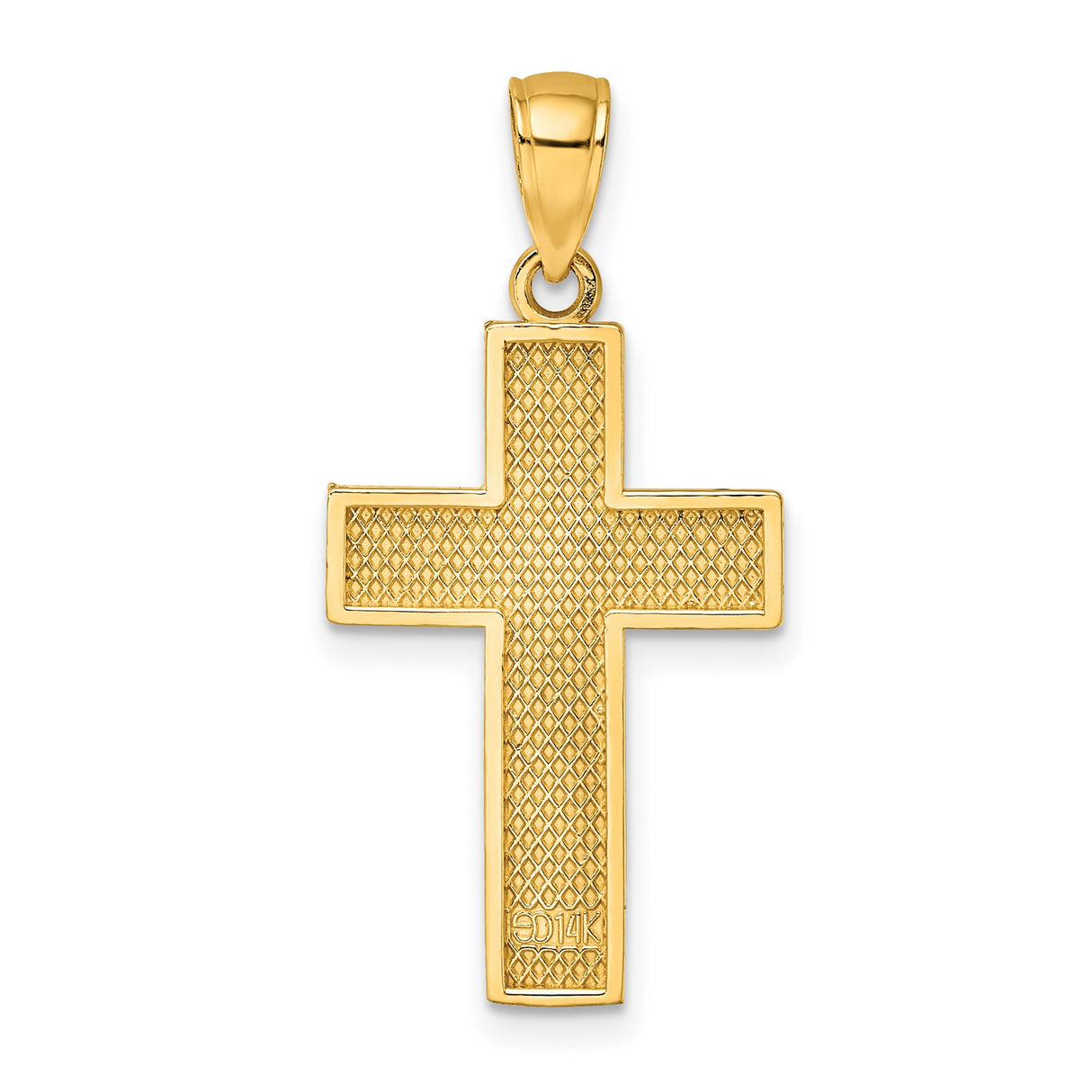 14k Yellow Gold Cross Pendant with Textured Milgrain Design, Vintage Inspired Religious Charm