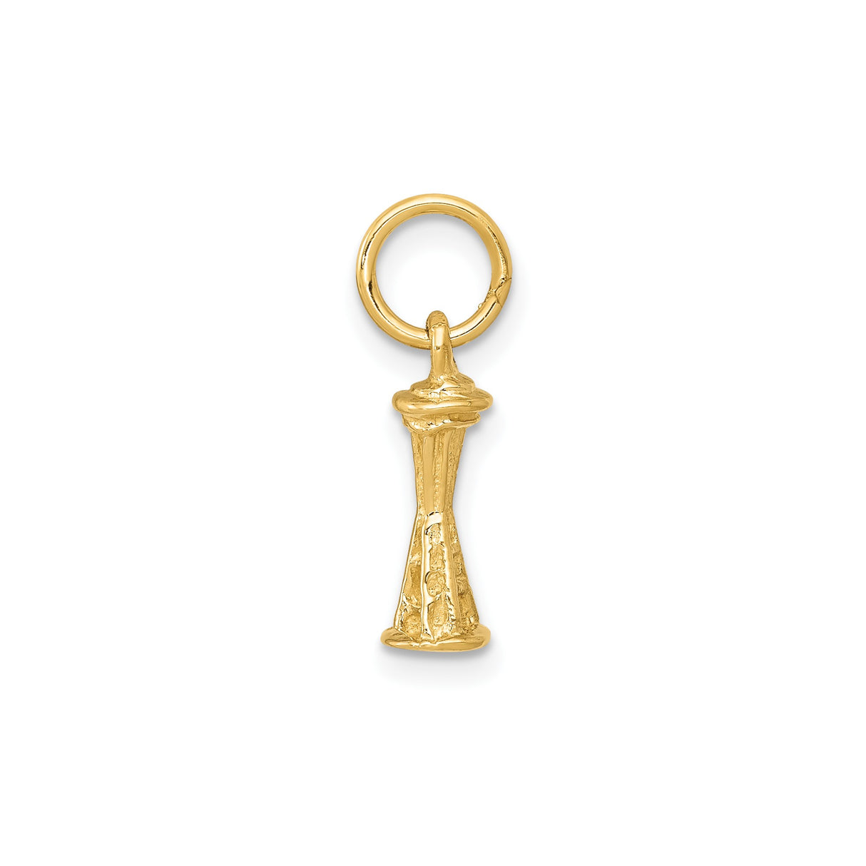 14k Yellow Gold Space Needle Charm Pendant, Seattle Landmark Travel Souvenir Jewelry