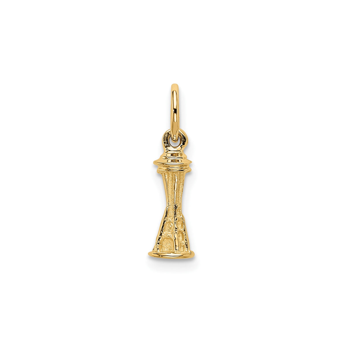 14k Yellow Gold Space Needle Charm Pendant, Seattle Landmark Travel Souvenir Jewelry