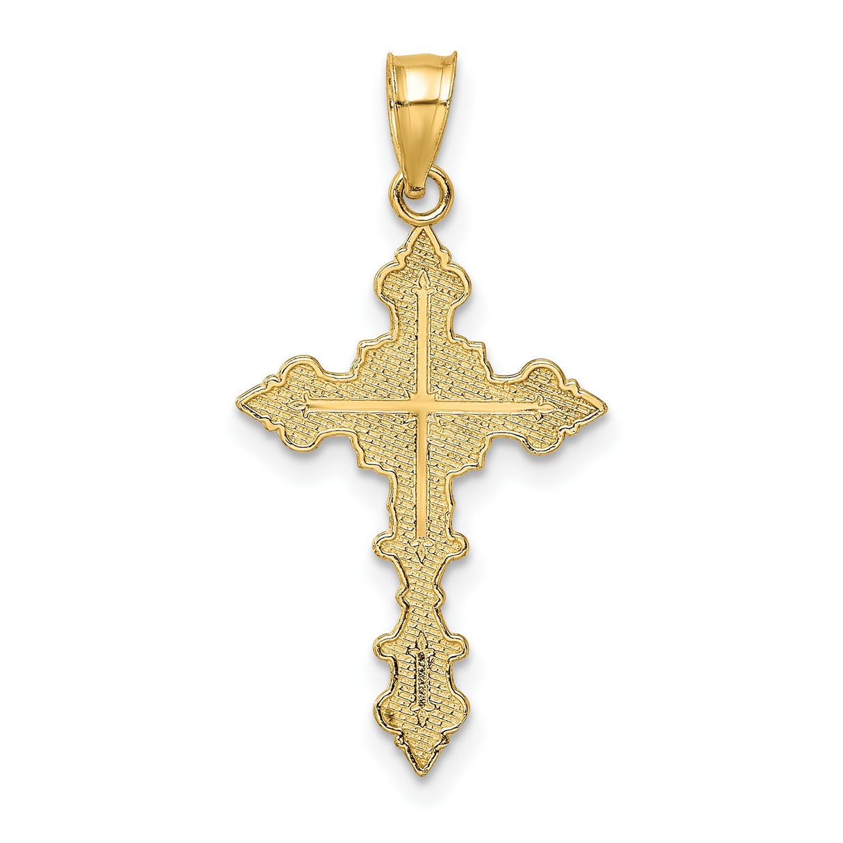 14k Yellow Gold Crucifix Pendant with Jesus Figure, Baroque Textured Cross, Religious Charm