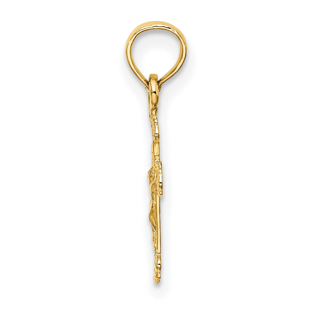 14k Yellow Gold Crucifix Cross Pendant with Jesus Figure, Latin Religious Design