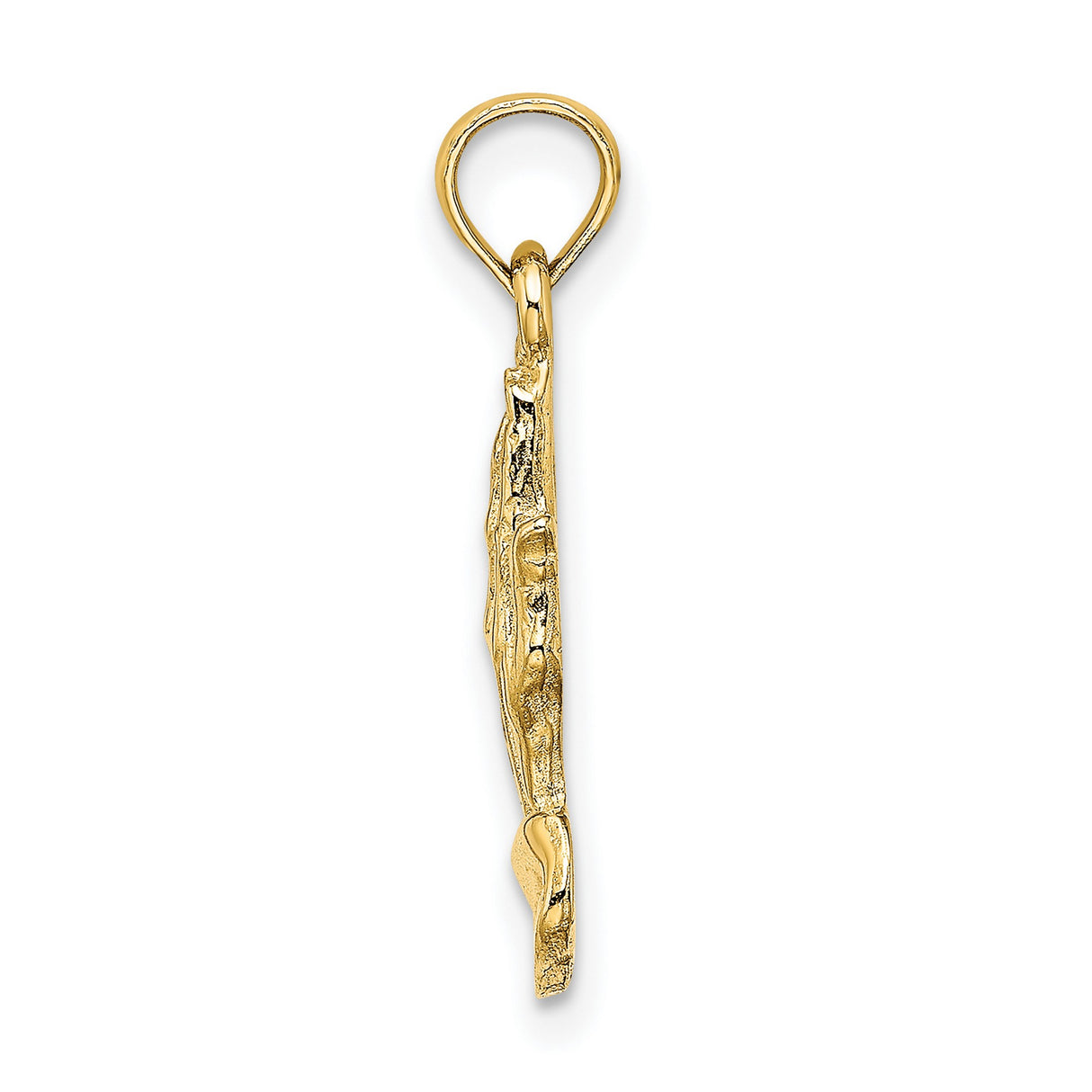 14k Yellow Gold Praying Hands Pendant, Religious Charm with Detailed Design for Men and Women