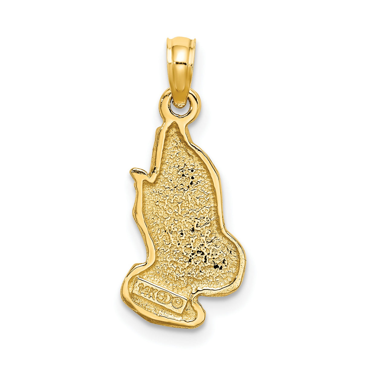 14k Yellow Gold Praying Hands Pendant, Religious Charm with Detailed Design for Men and Women